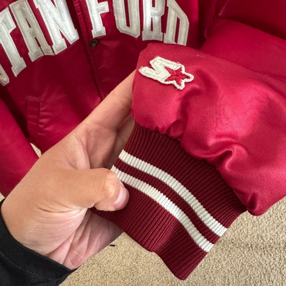 Vintage 90's Starter Stanford Cardinal NCAA Baseball Satin Jacket Bomber M - Picture 3 of 6